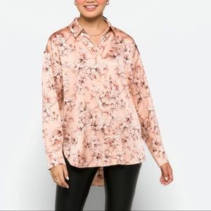 Karl Lagerfield Paris Hi Low Tunic Button Up Blouse XL New with Tags